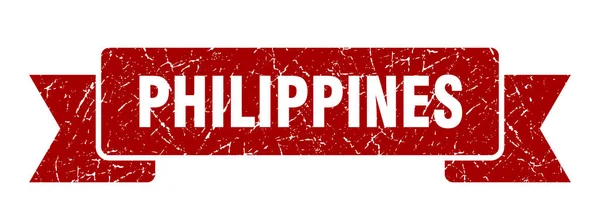 Filipinler kurdelesi. Kızıl Filipinler grunge bant işareti — Stok Vektör