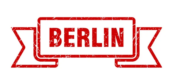 Berlijns lint. Rode Berlijn grunge band teken — Stockvector