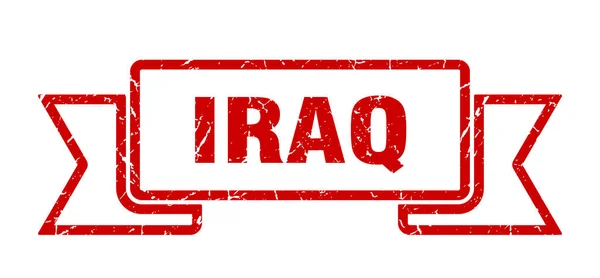Iraq ribbon. Red Iraq grunge band sign — Stock Vector