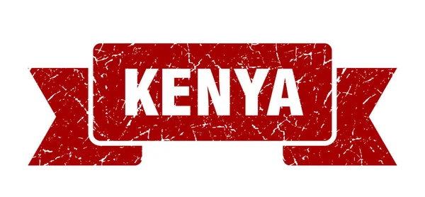 Keňská stuha. Red Kenya Grunge band sign — Stockový vektor