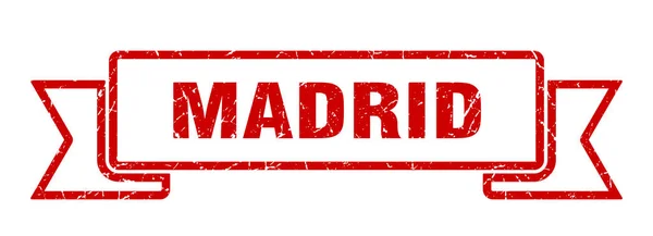 Ruban Madrid. Plaque grunge Madrid rouge — Image vectorielle