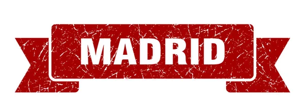 Madridská stuha. Red Madrid Grunge band sign — Stockový vektor