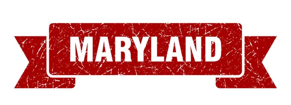 Maryland ribbon. Red Maryland grunge band sign — Stock Vector