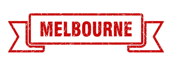 Melbournská stuha. Red Melbourne grunge band sign — Stockový vektor