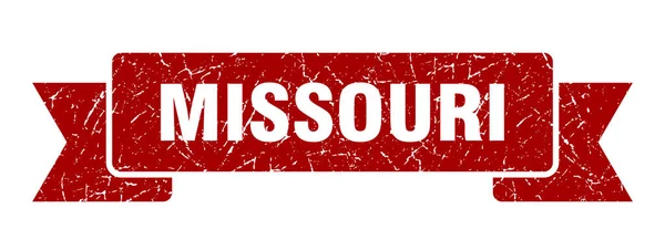 Missouri ribbon. Red Missouri grunge band sign — Stock Vector