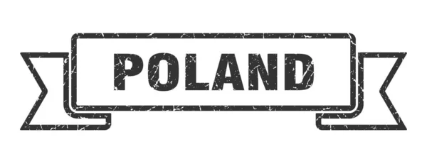 Cinta de Polonia. Señal de banda grunge de Polonia negra — Archivo Imágenes Vectoriales