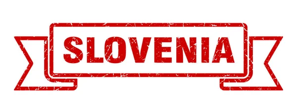 Словенська стрічка. Red Slovenia grunge band sign — стоковий вектор