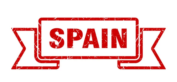 Spain ribbon. Red Spain grunge band sign — Stock Vector