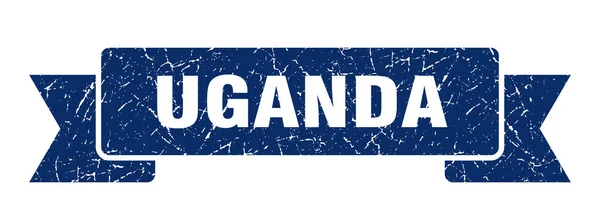 Uganda ribbon. Blue Uganda grunge band sign — Stock Vector