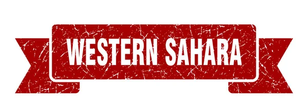 Cinta del Sahara Occidental. Sáhara Occidental rojo signo de banda grunge — Vector de stock