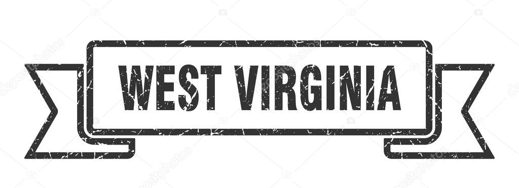 West Virginia ribbon. Black West Virginia grunge band sign