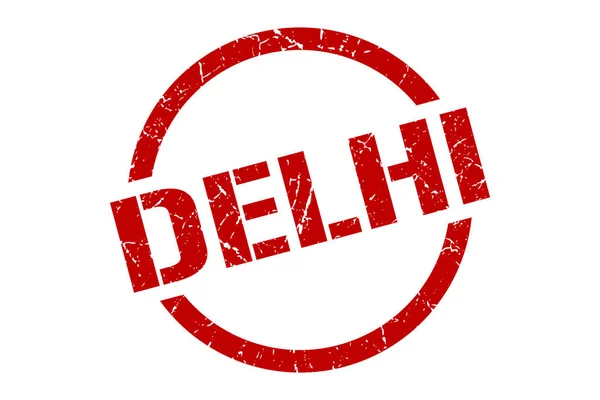 Delhi-stämpel. Delhi grunge runda isolerade tecken — Stock vektor