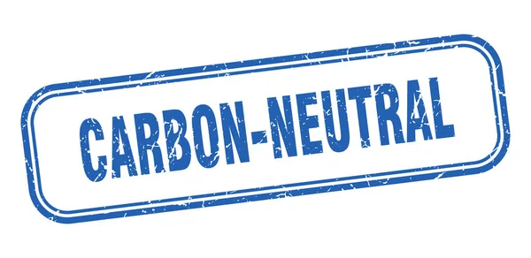 Timbro a zero emissioni di carbonio. carbonio-neutro quadrato grunge segno blu — Vettoriale Stock