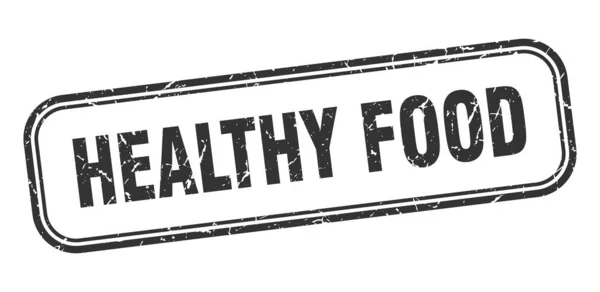 Stempel für gesunde Ernährung. Gesundes Essen Square Grunge schwarzes Zeichen — Stockvektor