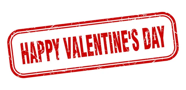 Joyeux timbre Saint-Valentin. heureux Saint Valentin carré grunge signe rouge — Image vectorielle