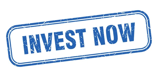 Investir agora selo. investir agora quadrado grunge sinal azul — Vetor de Stock