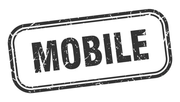 Mobilny znaczek. mobilny kwadrat grunge czarny znak — Wektor stockowy