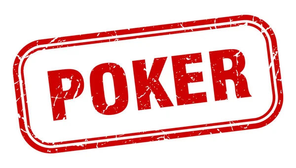 Poker postzegel. poker vierkante grunge rood teken — Stockvector