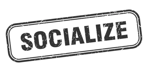 Socializzare francobollo. socializzare piazza grunge nero segno — Vettoriale Stock