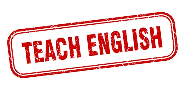 Ensinar inglês carimbo. ensinar Inglês quadrado grunge sinal vermelho — Vetor de Stock