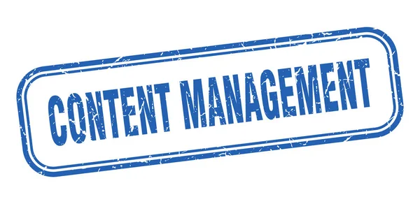 Carimbo de gestão de conteúdo. gestão de conteúdo grunge quadrado sinal azul — Vetor de Stock