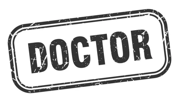 Znaczek lekarza. lekarz kwadrat grunge czarny znak — Wektor stockowy
