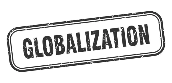 Sello de globalización. globalización cuadrado grunge negro signo — Archivo Imágenes Vectoriales