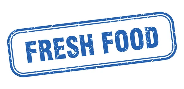 Verse voedselstempel. vers voedsel vierkante grunge blauw teken — Stockvector