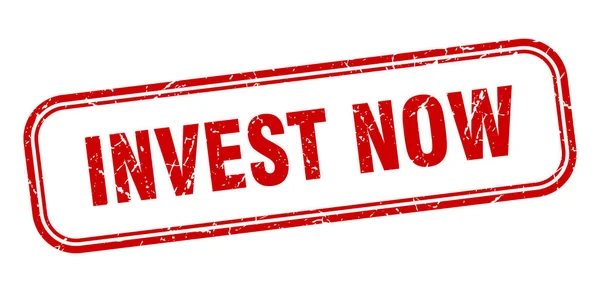 Investir agora selo. investir agora quadrado grunge sinal vermelho — Vetor de Stock