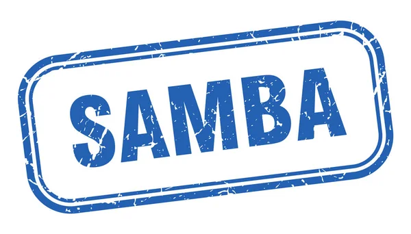 Stempel samba. samba persegi grunge tanda biru - Stok Vektor