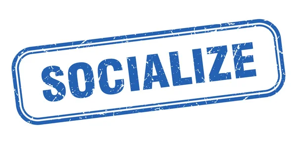 Socializzare francobollo. socializzare piazza grunge segno blu — Vettoriale Stock