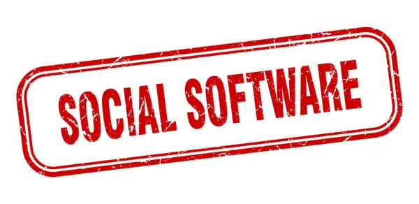 Timbro del software sociale. software sociale piazza grunge segno rosso — Vettoriale Stock