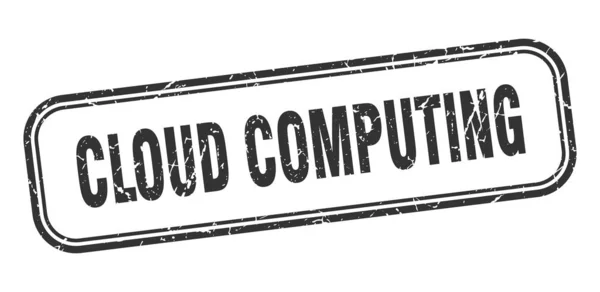 Timbre de cloud computing. cloud computing carré grunge noir signe — Image vectorielle