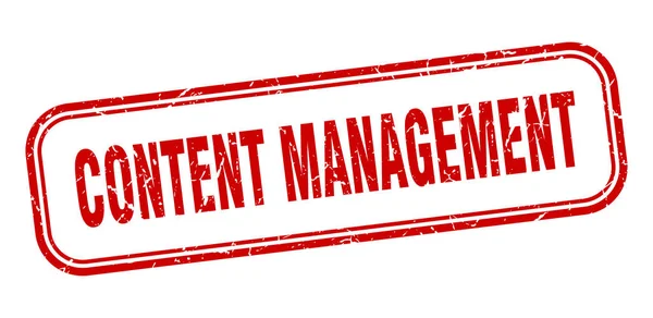 Content management stempel. content management vierkant grunge rood teken — Stockvector