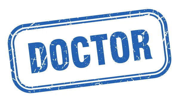 Dokter Stempel. dokter vierkant grunge blauw teken — Stockvector