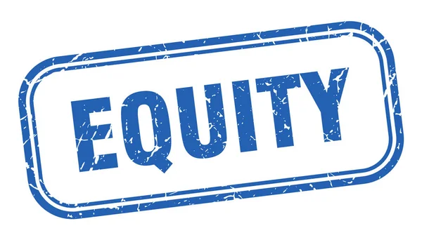 Aandelenstempel. equity vierkante grunge blauw teken — Stockvector