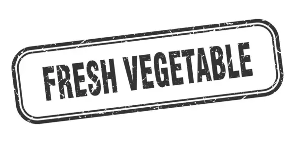Sello de verduras frescas. fresco vegetal cuadrado grunge negro signo — Vector de stock