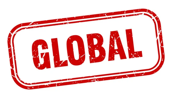 Globale stempel. globaal vierkant grunge rood teken — Stockvector