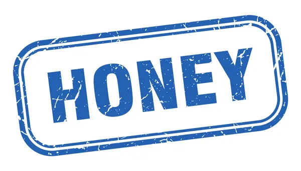Honing stempel. honing vierkante grunge blauw teken — Stockvector