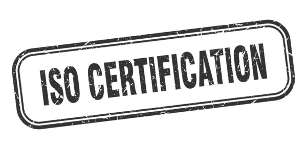 Sello de certificación iso. iso certificación cuadrada grunge negro signo — Vector de stock