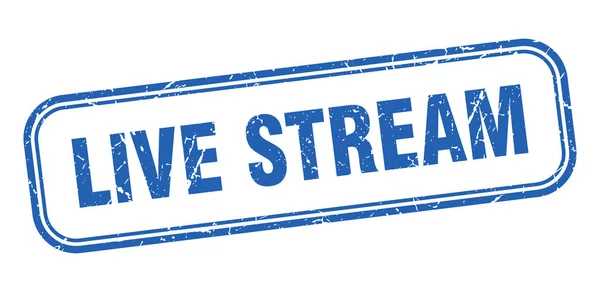 Live stream stamp. live stream square grunge blue sign — ストックベクタ