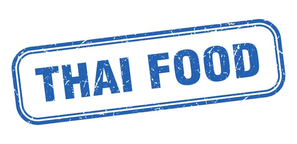 Sello de comida tailandesa. comida tailandesa cuadrado grunge azul signo — Archivo Imágenes Vectoriales