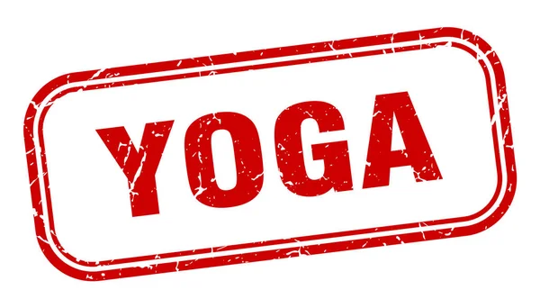 Znaczek jogi. joga kwadrat grunge czerwony znak — Wektor stockowy