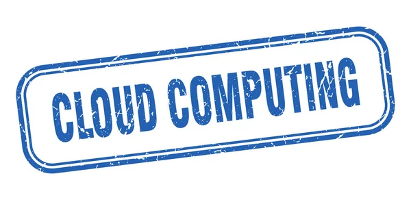 Timbre de cloud computing. cloud computing carré grunge signe bleu — Image vectorielle
