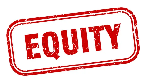 Pieczątka kapitałowa. equity kwadrat grunge czerwony znak — Wektor stockowy