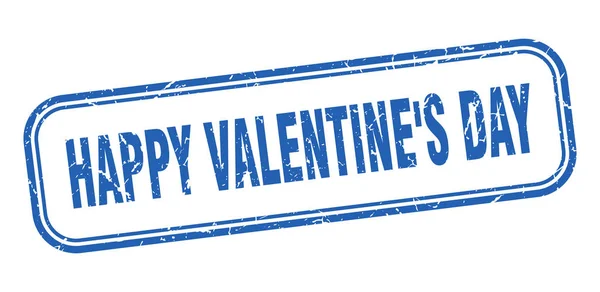 Joyeux timbre Saint-Valentin. heureux signe carré Saint-Valentin grunge bleu — Image vectorielle