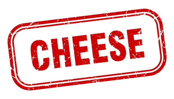 Сырная марка. Сырный квадрат гранж красный знак — стоковый вектор