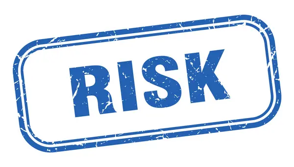 Kockázati pecsét. kockázati négyzet grunge kék jel — Stock Vector