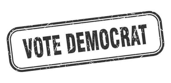 Hlasujte demokraticky. hlas demokrat čtvercový grunge černý znak — Stockový vektor