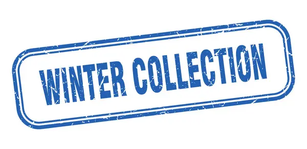 Winterkollektionsmarke. Winterkollektion quadratisch grunge blue sign — Stockvektor